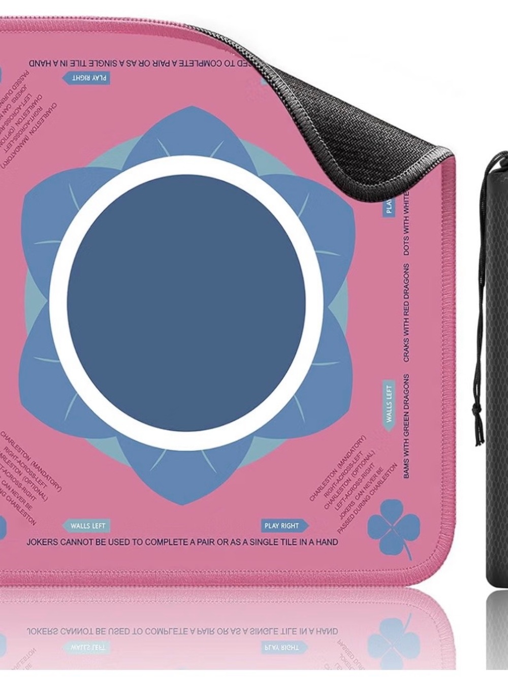 Pink Mahjong Mat 32”x32” with Black Carrying bag